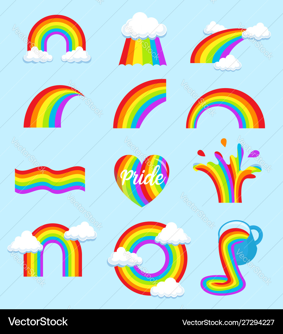 Rainbow Pride Symbols - Flags & Drops Vector Image