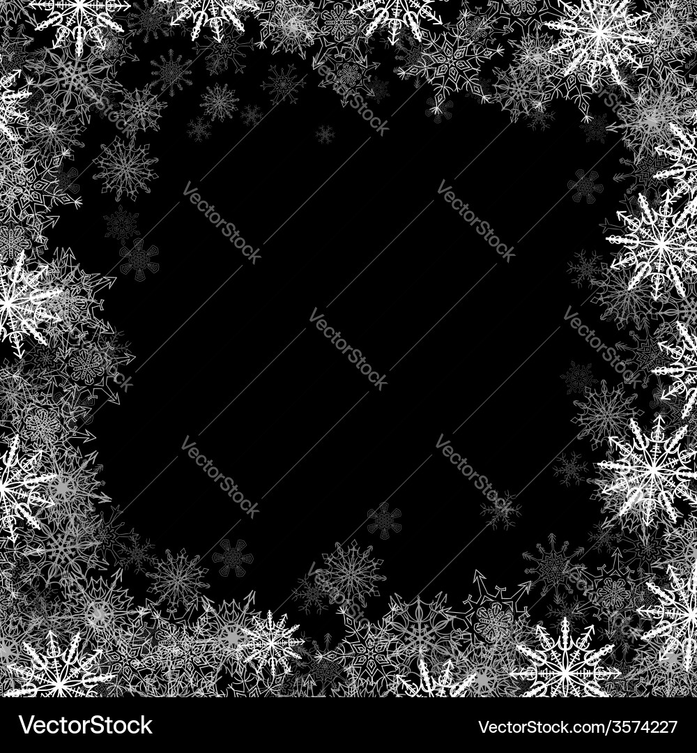 Rectangular frame with small snowflakes vector image