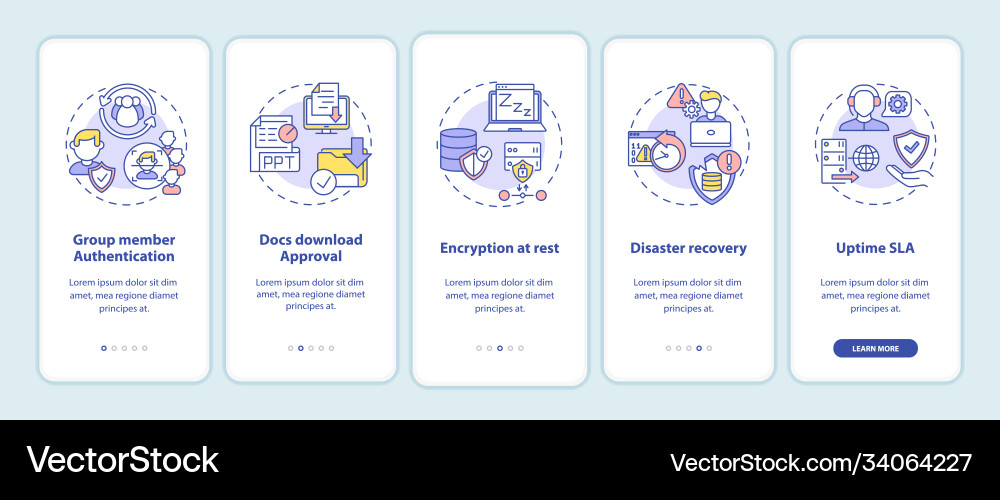 Remote work tool security parameters onboarding vector image