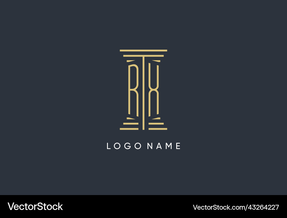 Rx initial monogram with pillar shape logo design Vector Image