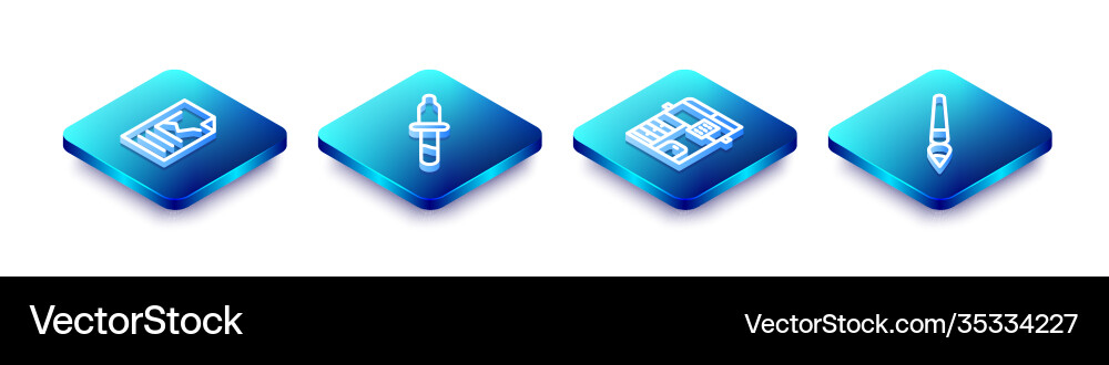 Set isometric line document with graph chart Set isometric line document with graph chart vector image