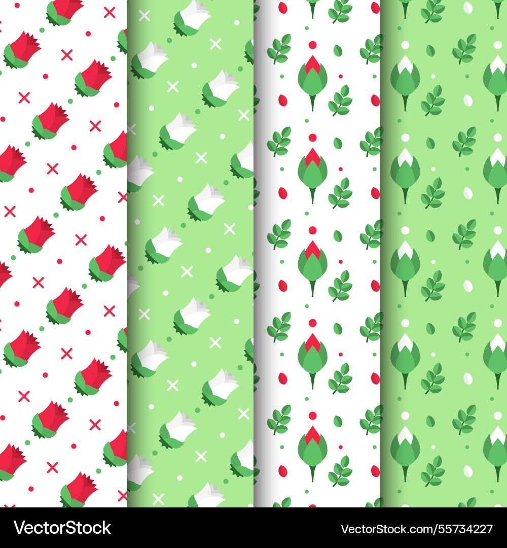 Set of four rose patterns in flat design Vector Image