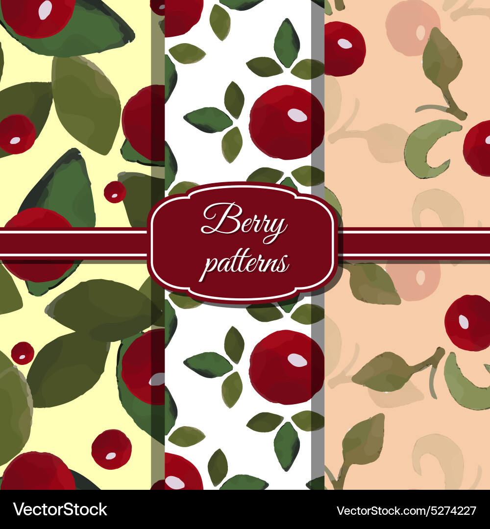Set of watercolor seamless patterns made from red Vector Image