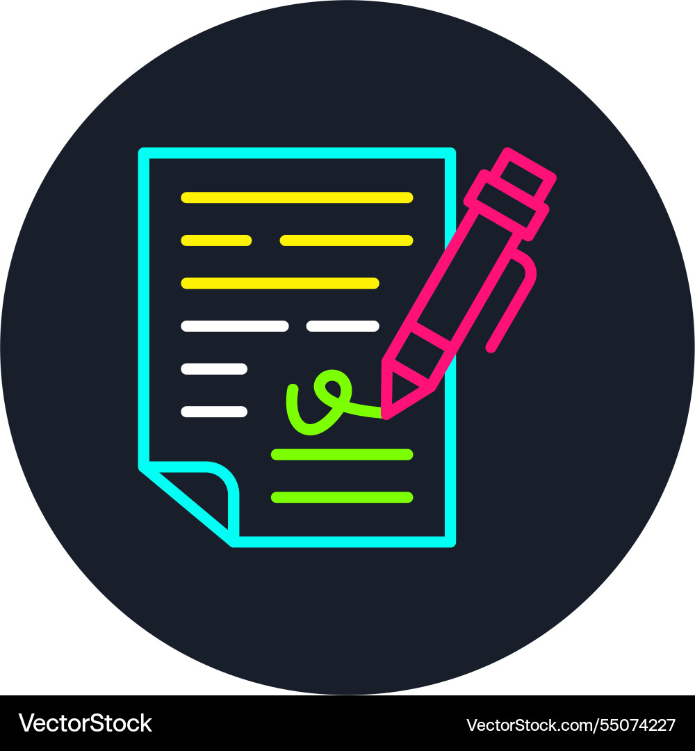 Signature line multi color icon Vector Image