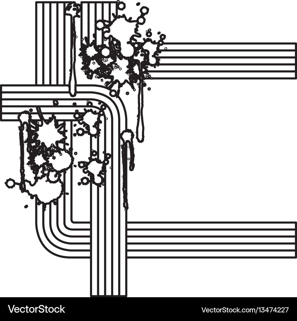 Silhouette abstract retro lines with splash color Vector Image