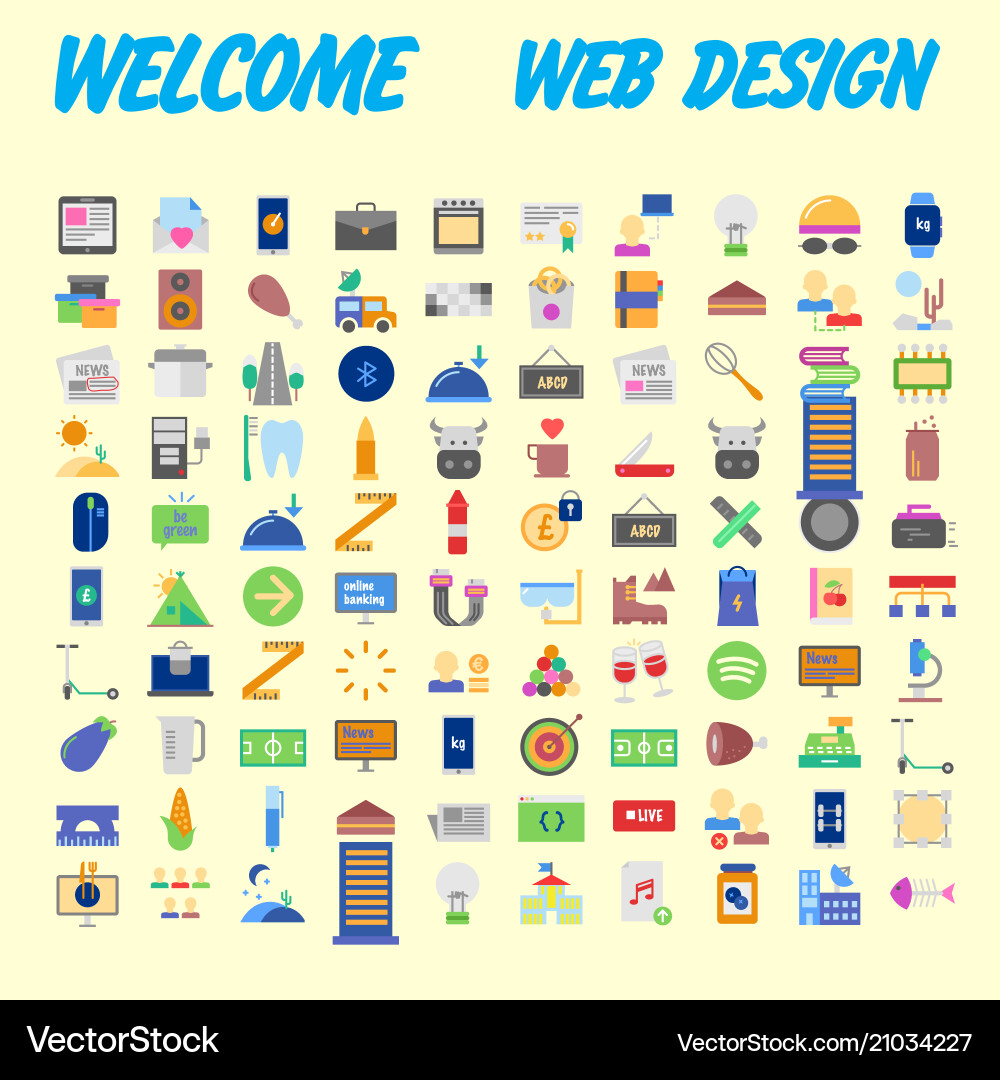 Simple set of flat line icons contains vector image