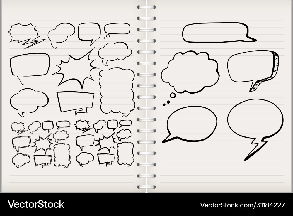 Speech bubble on notebook page vector image