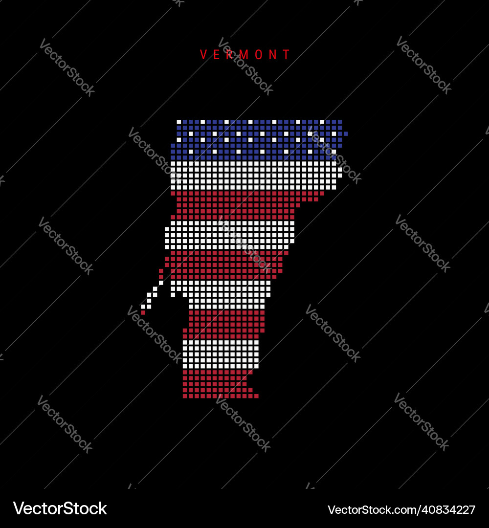 Square dots pattern map of vermont dotted pixel Square dots pattern map of vermont dotted pixel vector image
