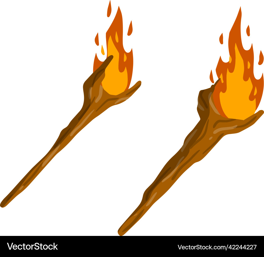 Torch on stick primitive weapon Vector Image