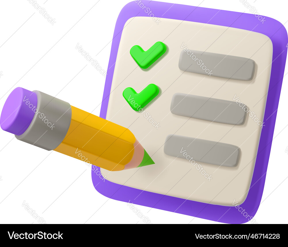 3d icon todo list with checkmark 3d icon todo list with checkmark vector image