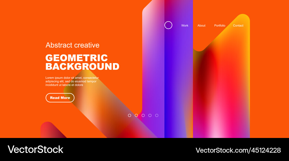 Fluid gradient triangles landing page background vector image