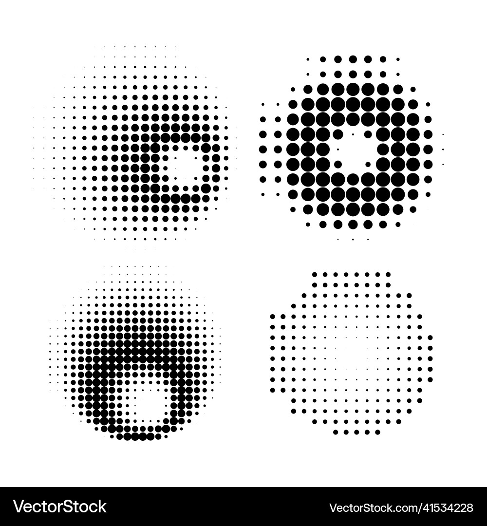 Halftone circles dot pattern texture set Vector Image