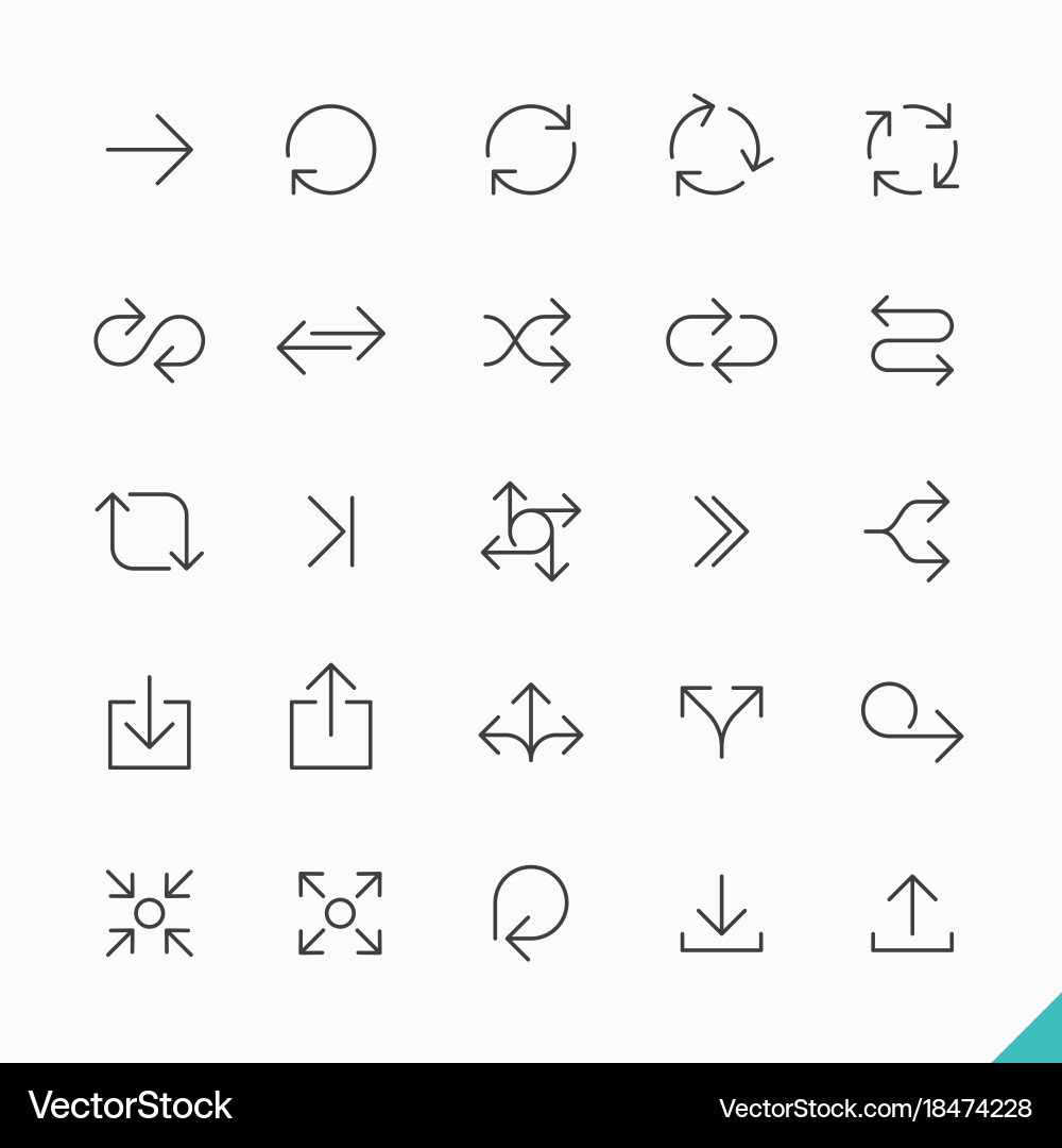 Linear Arrow Icons - Directional Set vector image