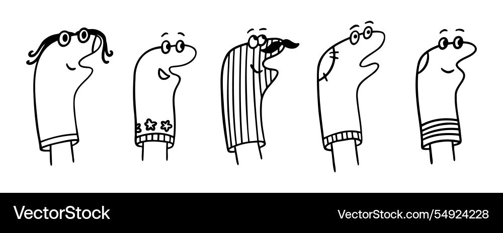 Lustige Socken Puppen Doodle Hand gezeichnet Icon Umriss Lustige Socken Puppen Doodle Hand gezeichnet Icon Umriss vektorbild