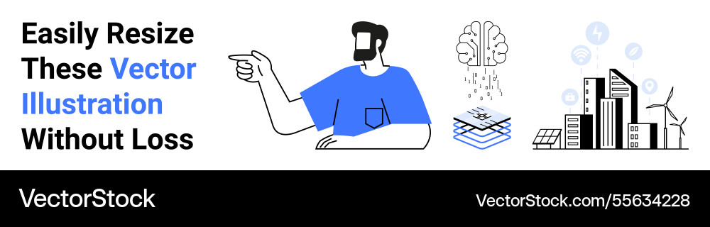 Man explaining concepts with ai brain layered Man explaining concepts with ai brain layered vector image