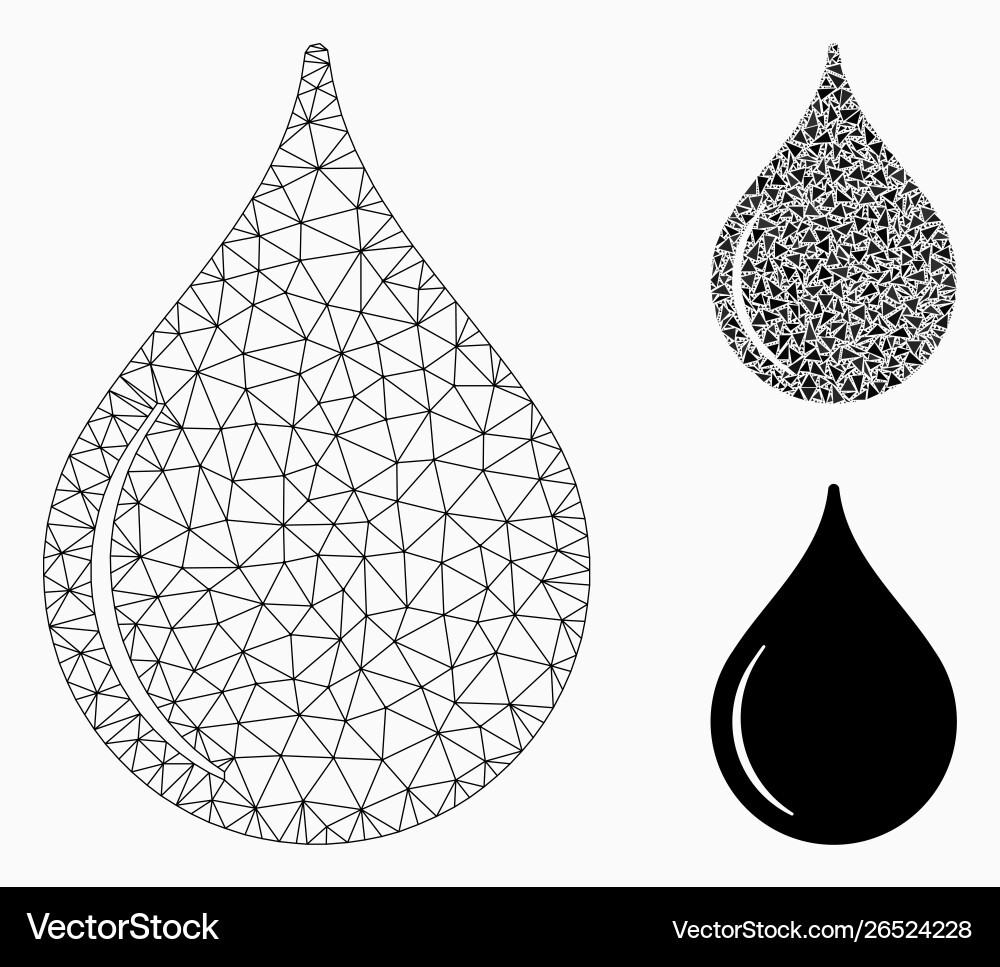 Oil drop mesh network model and triangle Oil drop mesh network model and triangle vector image