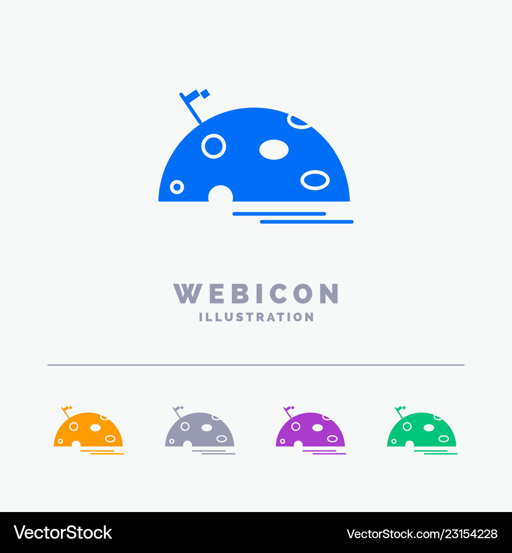Planet space moon flag mars 5 color glyph web Planet space moon flag mars 5 color glyph web vector image
