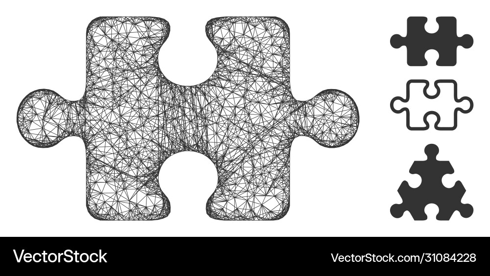 Puzzle item polygonal web mesh Puzzle item polygonal web mesh vector image