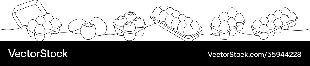 Raw eggs one line continuous drawing boiled Vector Image