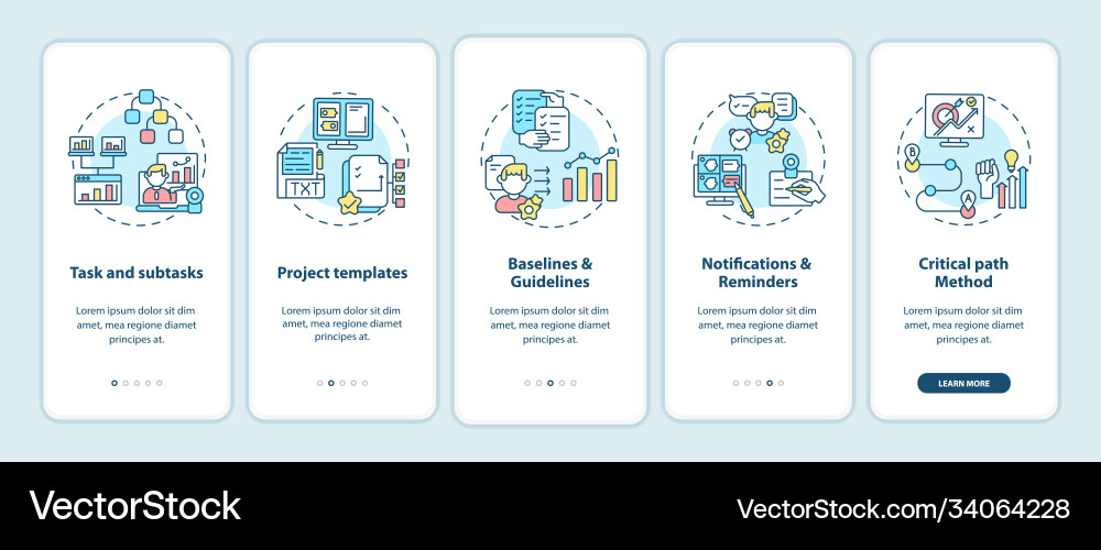 Remote work software structure onboarding mobile Remote work software structure onboarding mobile vector image