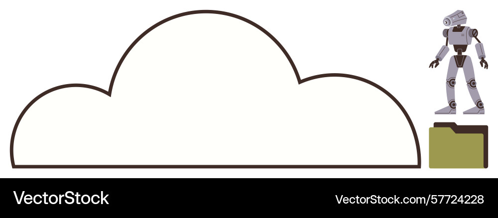 Robot large cloud and folder highlighting ai and Robot large cloud and folder highlighting ai and vector image