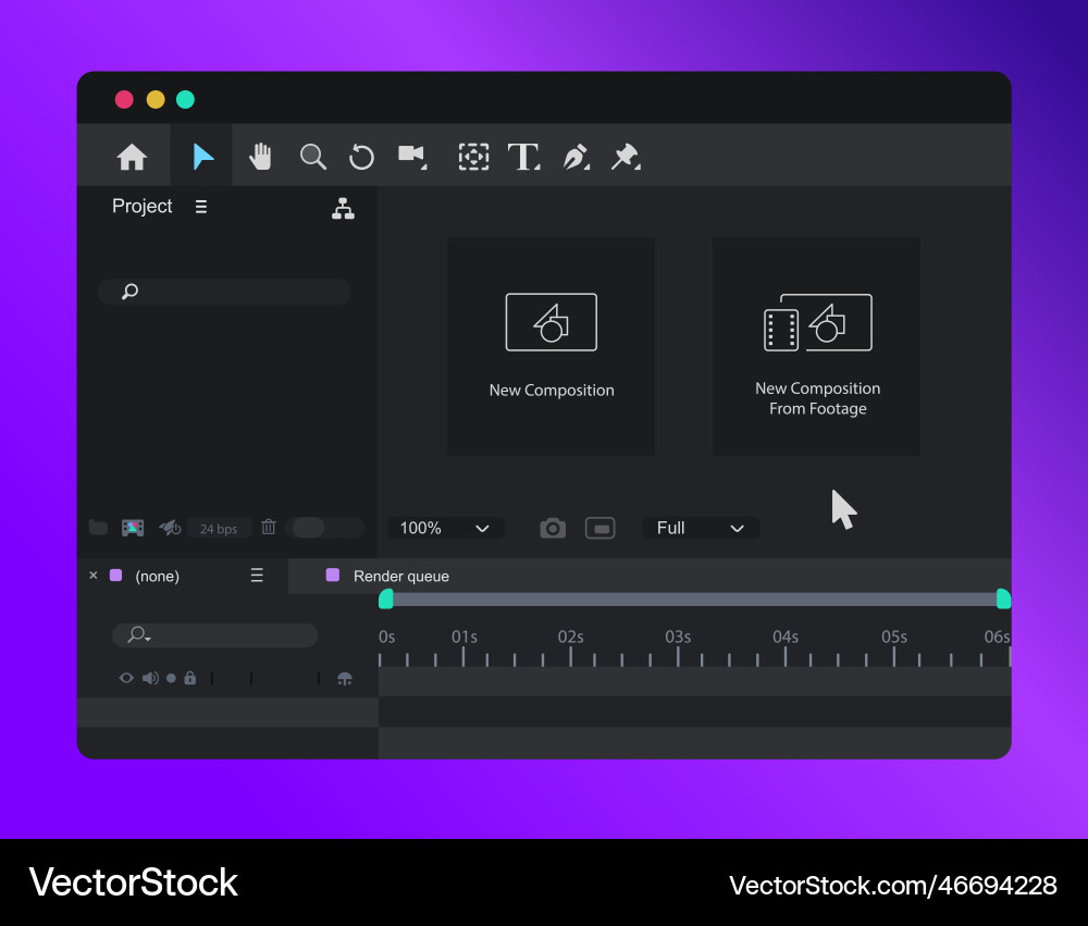 Start of a new project program window Vector Image