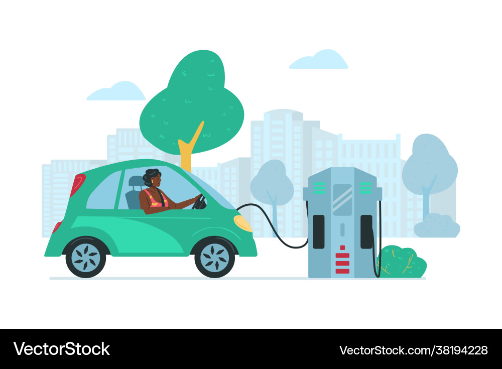 Umweltfreundliche Elektroautos Service Wohnung Umweltfreundliche Elektroautos Service Wohnung vektorbild