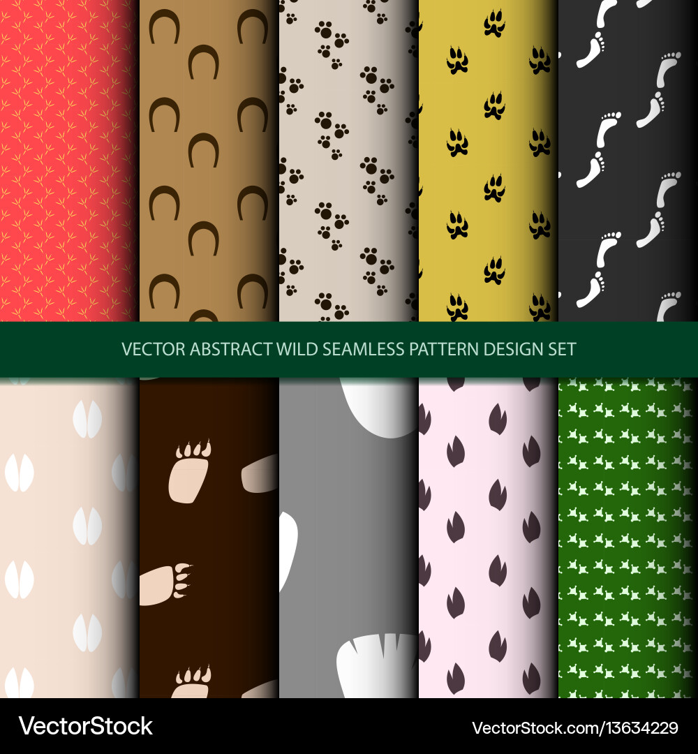 Abstract wild seamless pattern design set Vector Image