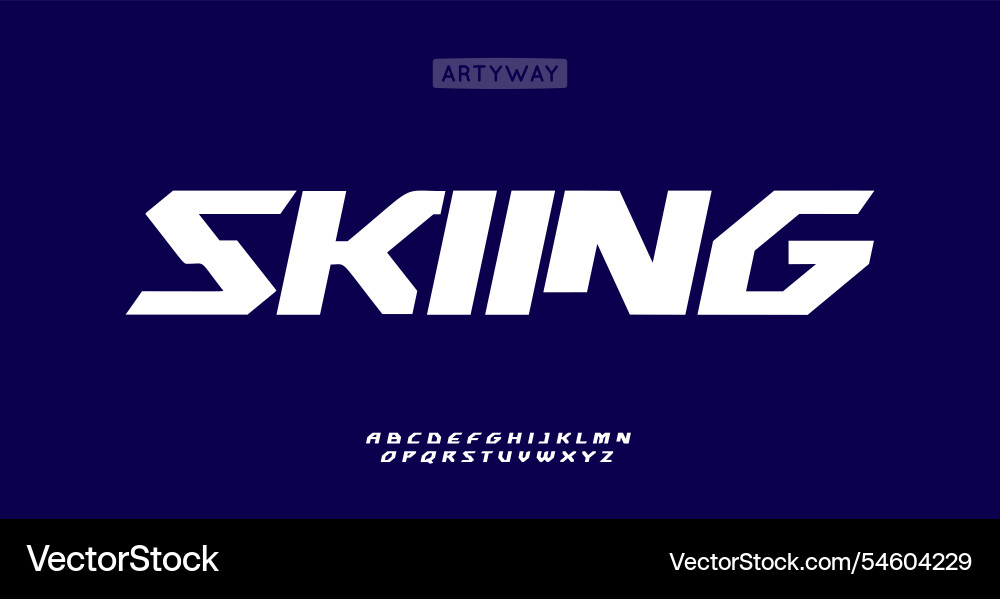 Angular geometric font sharp angled letters vector image