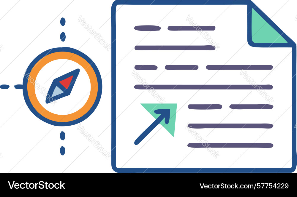 Directional document icon route path guidance vector image