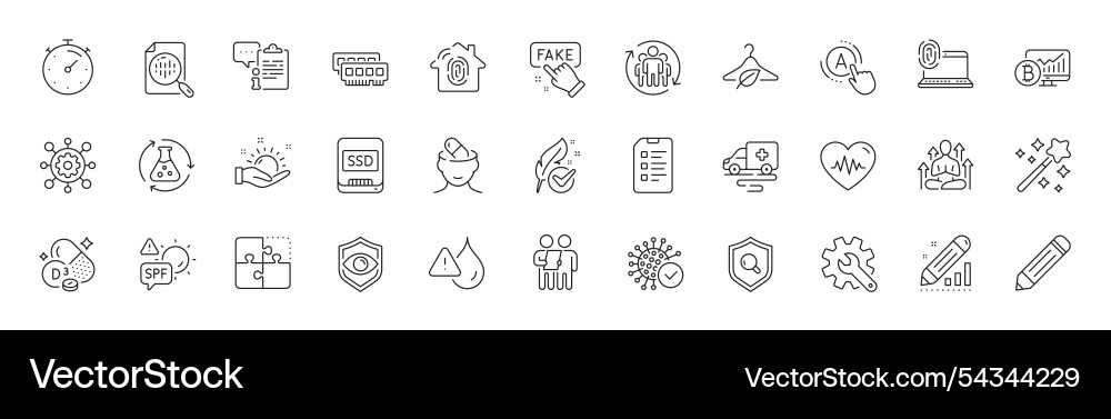 Eye detect ssd and customisation line icons Eye detect ssd and customisation line icons vector image