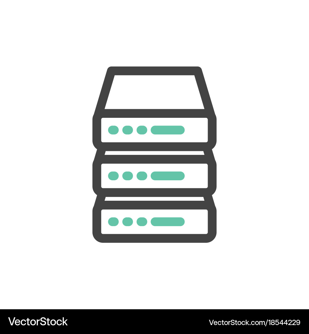 Flat Server Icon - Line Art Vector Image