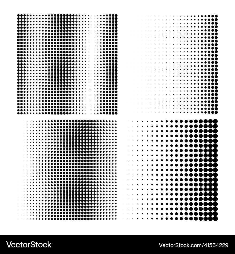 Halftone circles dot pattern texture set Vector Image