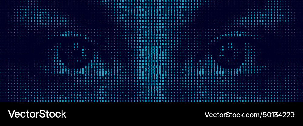 Halftone letter binary code pattern forming Halftone letter binary code pattern forming vector image