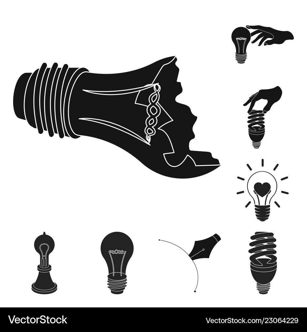 Isolated object of and lightbulb icon collection Vector Image