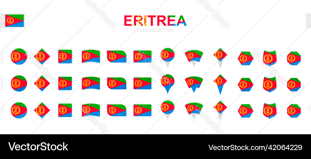 Large collection of eritrea flags various vector image