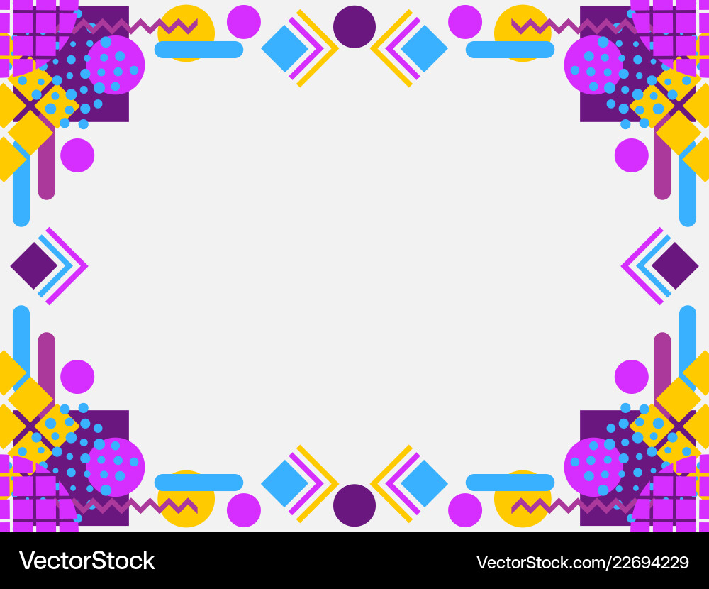 Memphis style frame geometric objects of the 80s Memphis style frame geometric objects of the 80s vector image