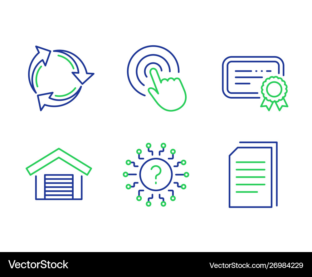 Recycle click and question mark icons set Recycle click and question mark icons set Vector Image