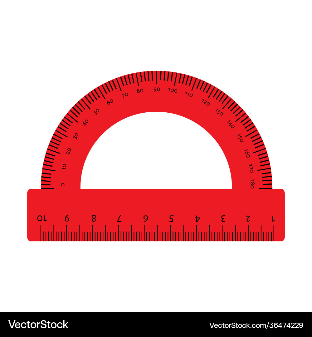 Red protractor ruler isolated on white background Red protractor ruler isolated on white background Vector Image