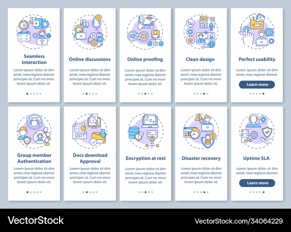 Remote work app features onboarding mobile Remote work app features onboarding mobile vector image