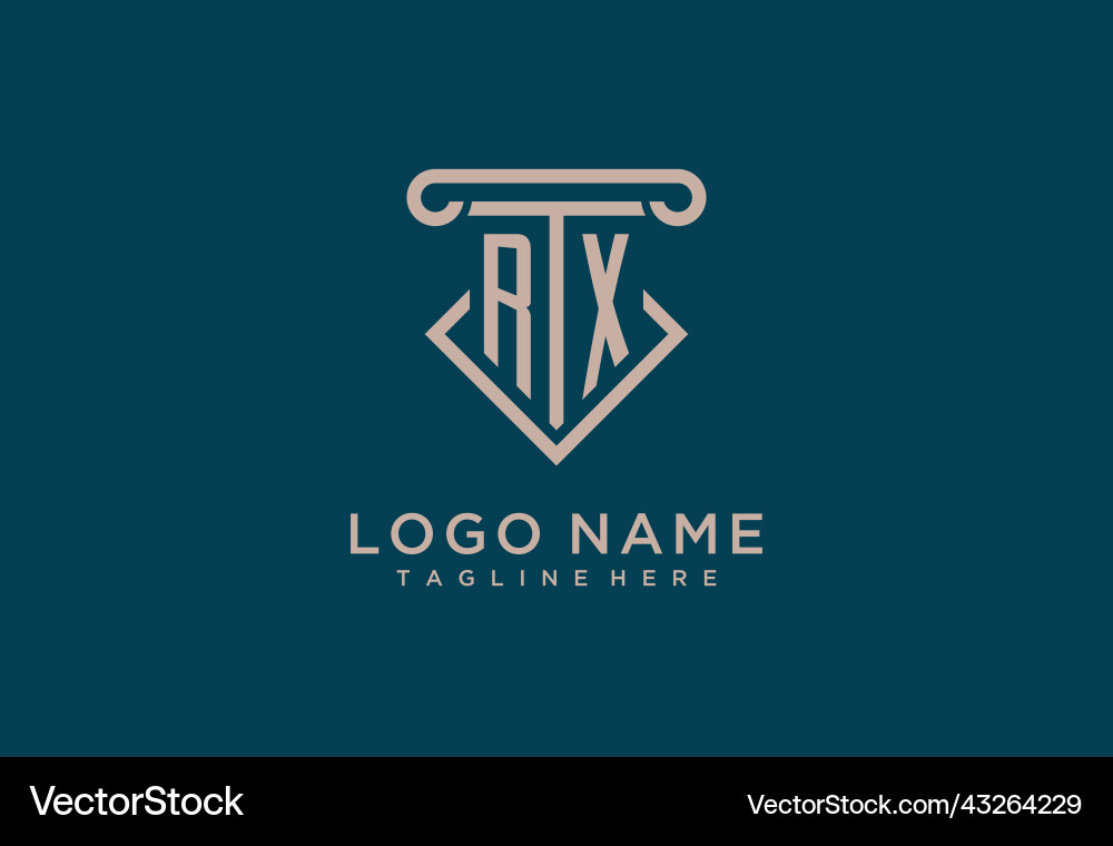 Rx initial with pillar icon design clean Vector Image