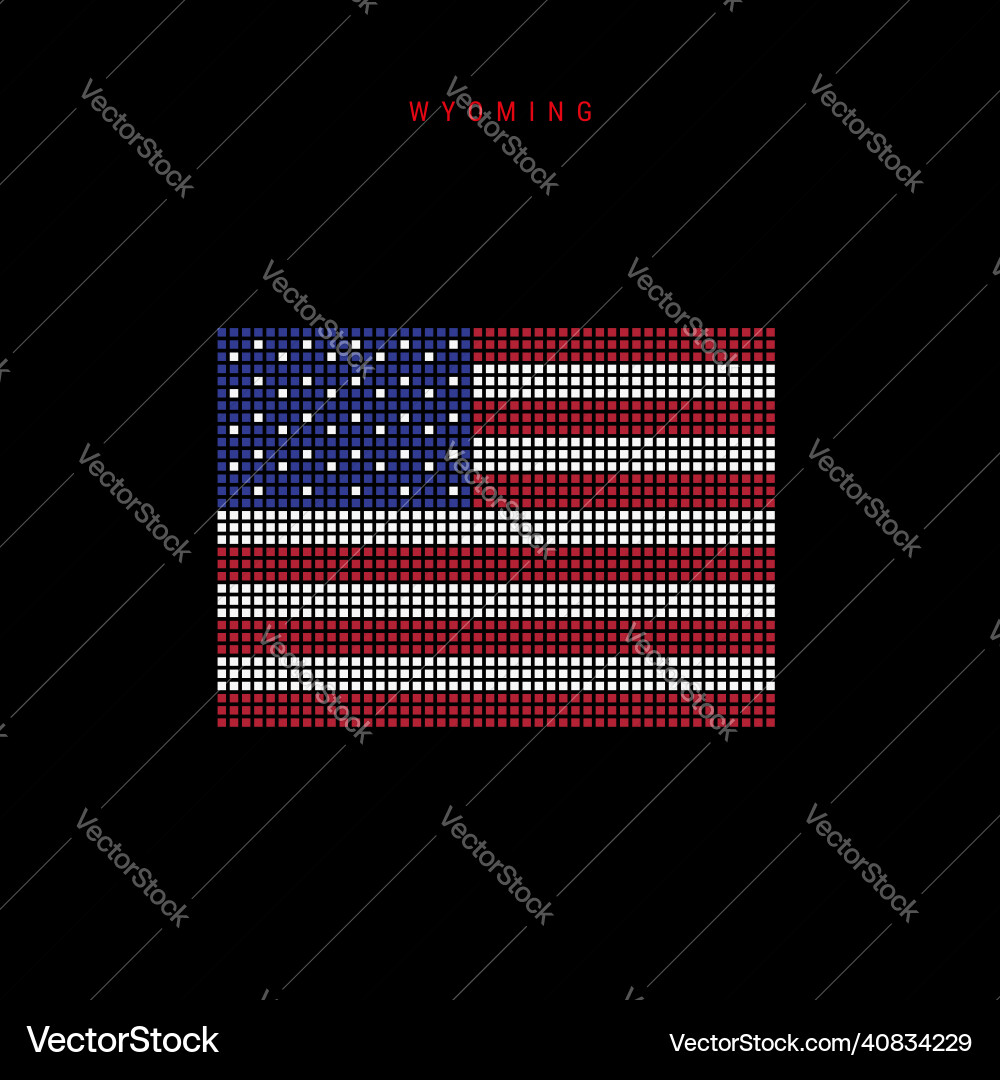 Square dots pattern map of wyoming dotted pixel Square dots pattern map of wyoming dotted pixel vector image