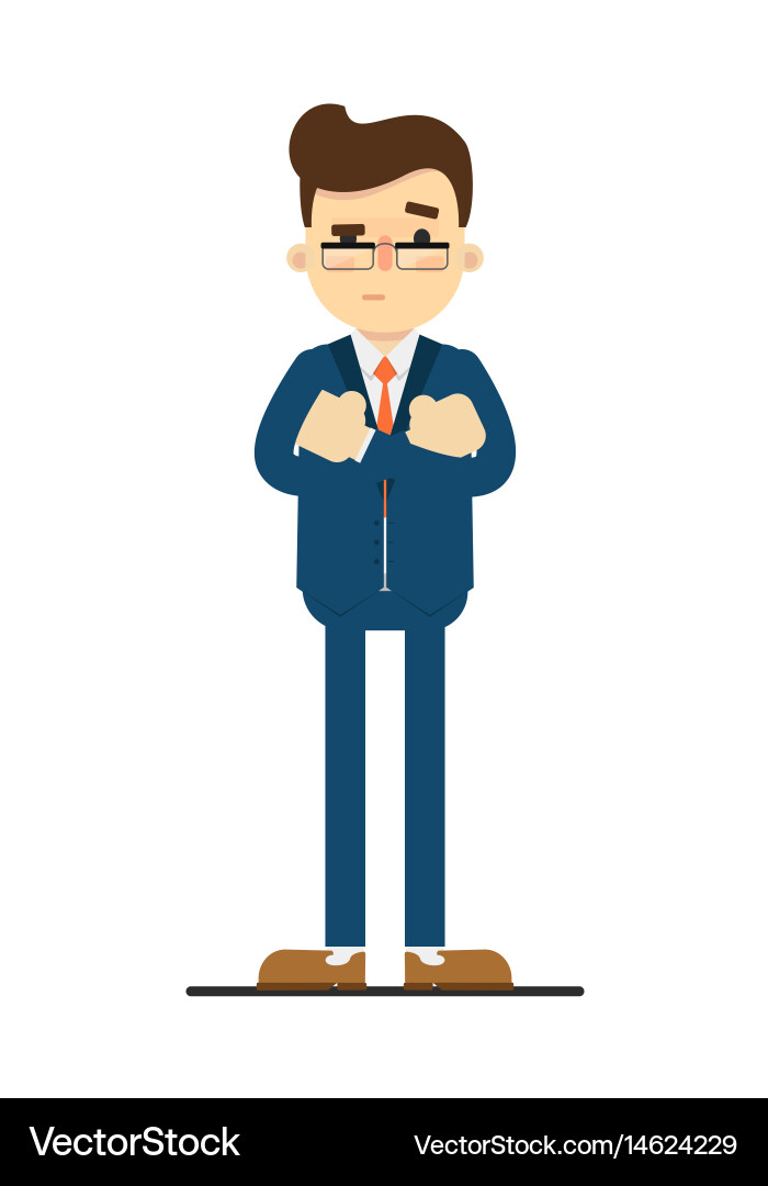 Surprised businessman with hands crossed gesture Vector Image