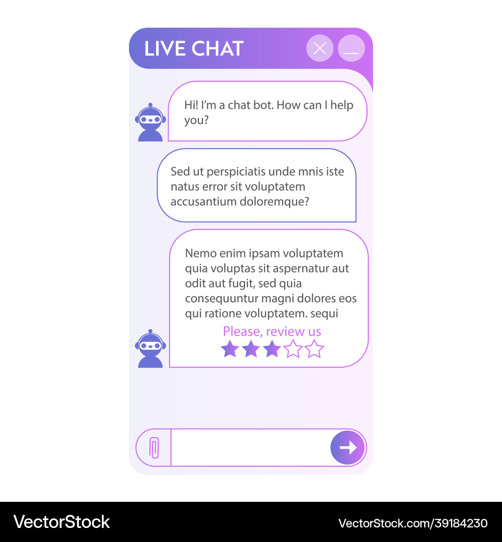 Chatbot window interface Chatbot window interface vector image