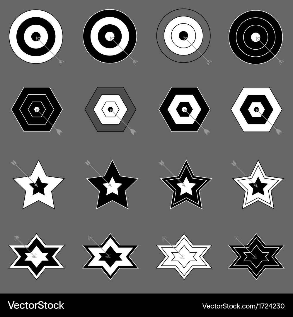 Create target and arrow icons on gray background vector image