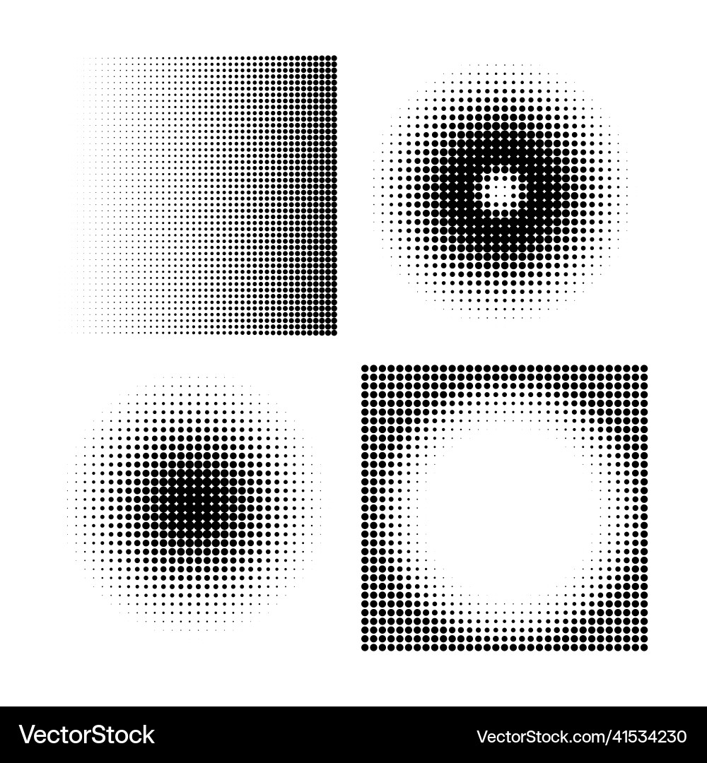 Halftone circles dot pattern texture set Vector Image