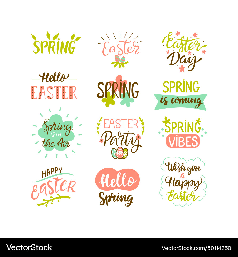 Happy easter lettering spring festive holidays Vector Image