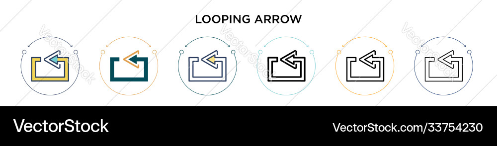 Looping arrow icon in filled thin line outline vector image