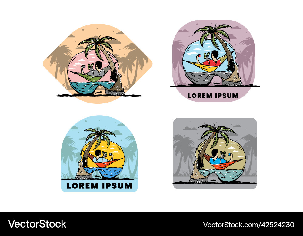 Man on hammock in skull shape vector image
