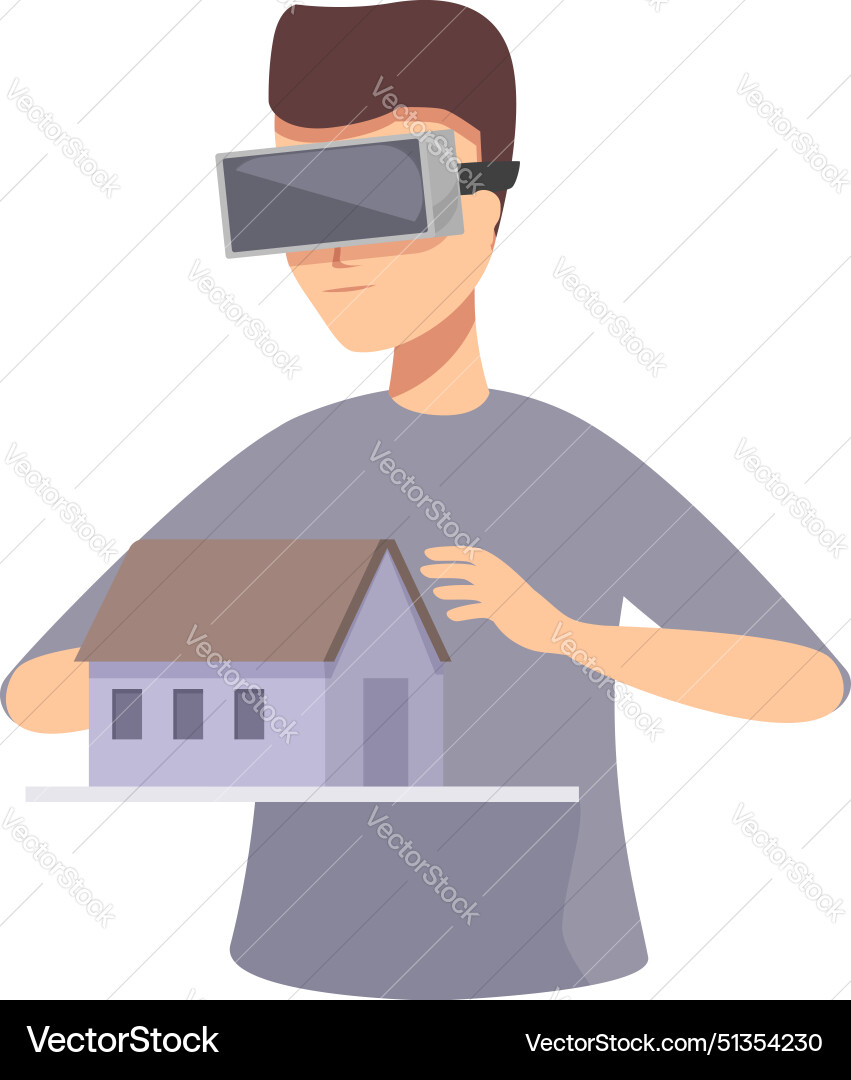 Man using virtual reality to visualize home design Man using virtual reality to visualize home design vector image